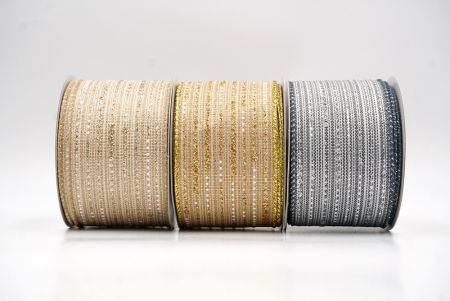 Ruban en fil métallique doré à pois pour les fêtes_KF9671 (1)